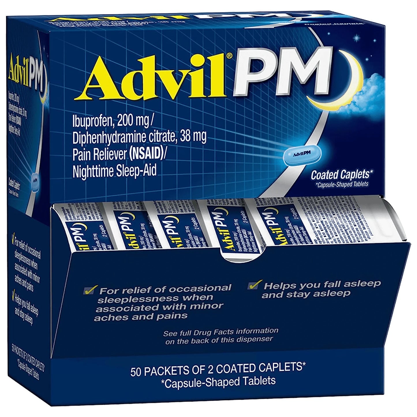 ADVIL PM 50 POUCHES (50 X 2 CAPLETS )