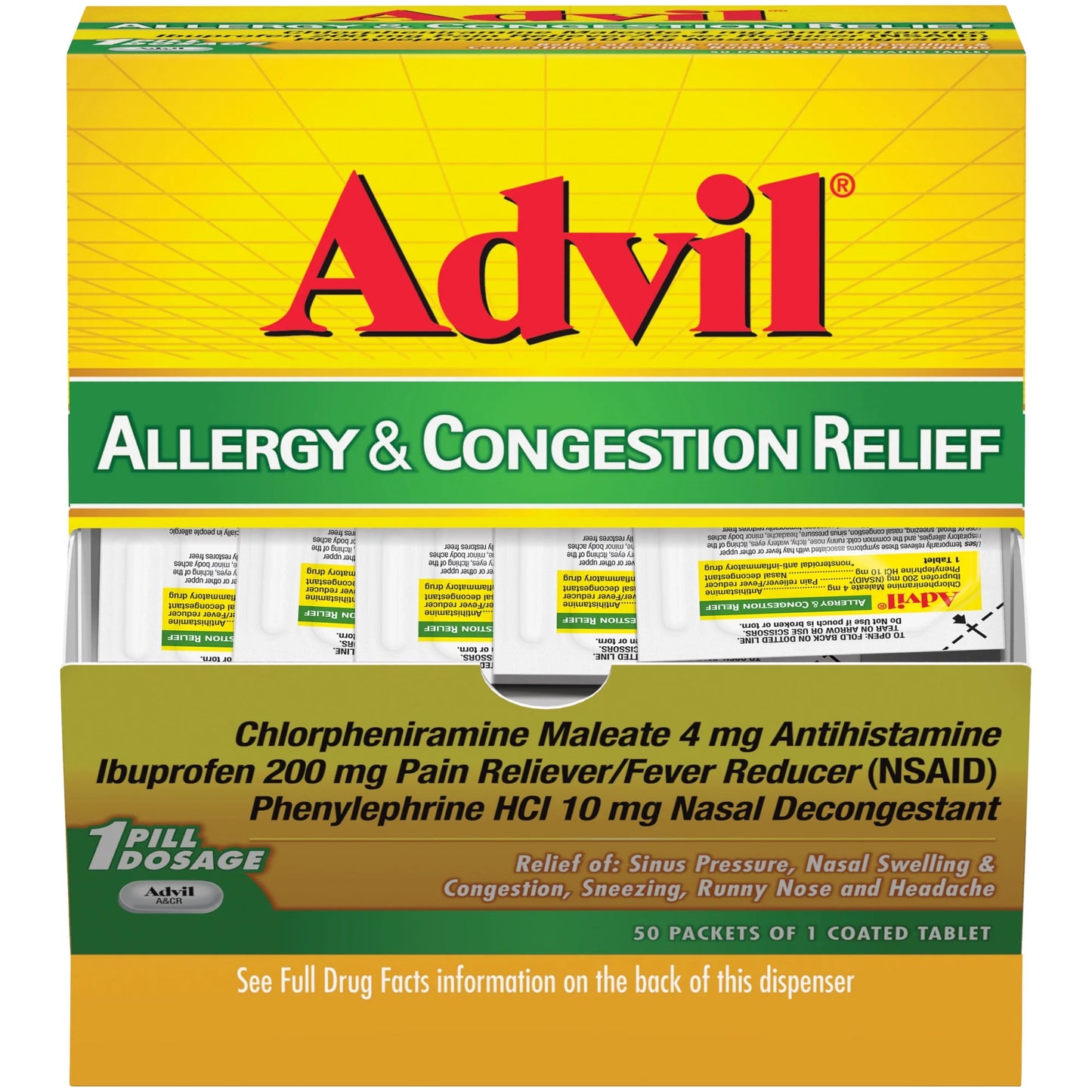 ADVIL ALLERGY & CONGESTION RELIEF PACK 50 CT (50 x 1 TABLET)
