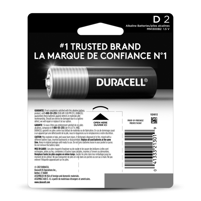 DURACELL D BATTERIES 2 PACK