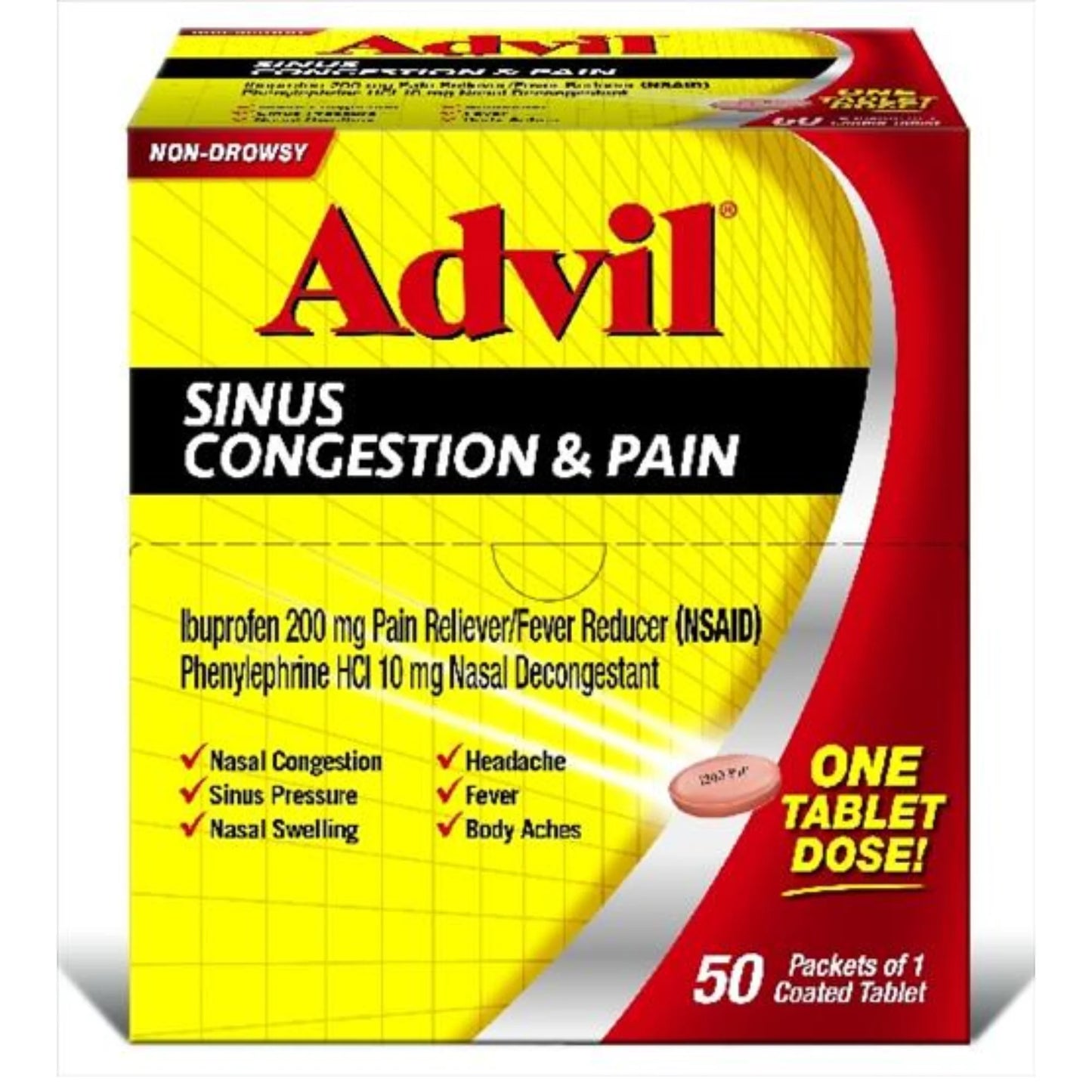 ADVIL SINUS CONGESTION & PAIN RELIEF PACK 50 CT (50 x 1 TABLET)