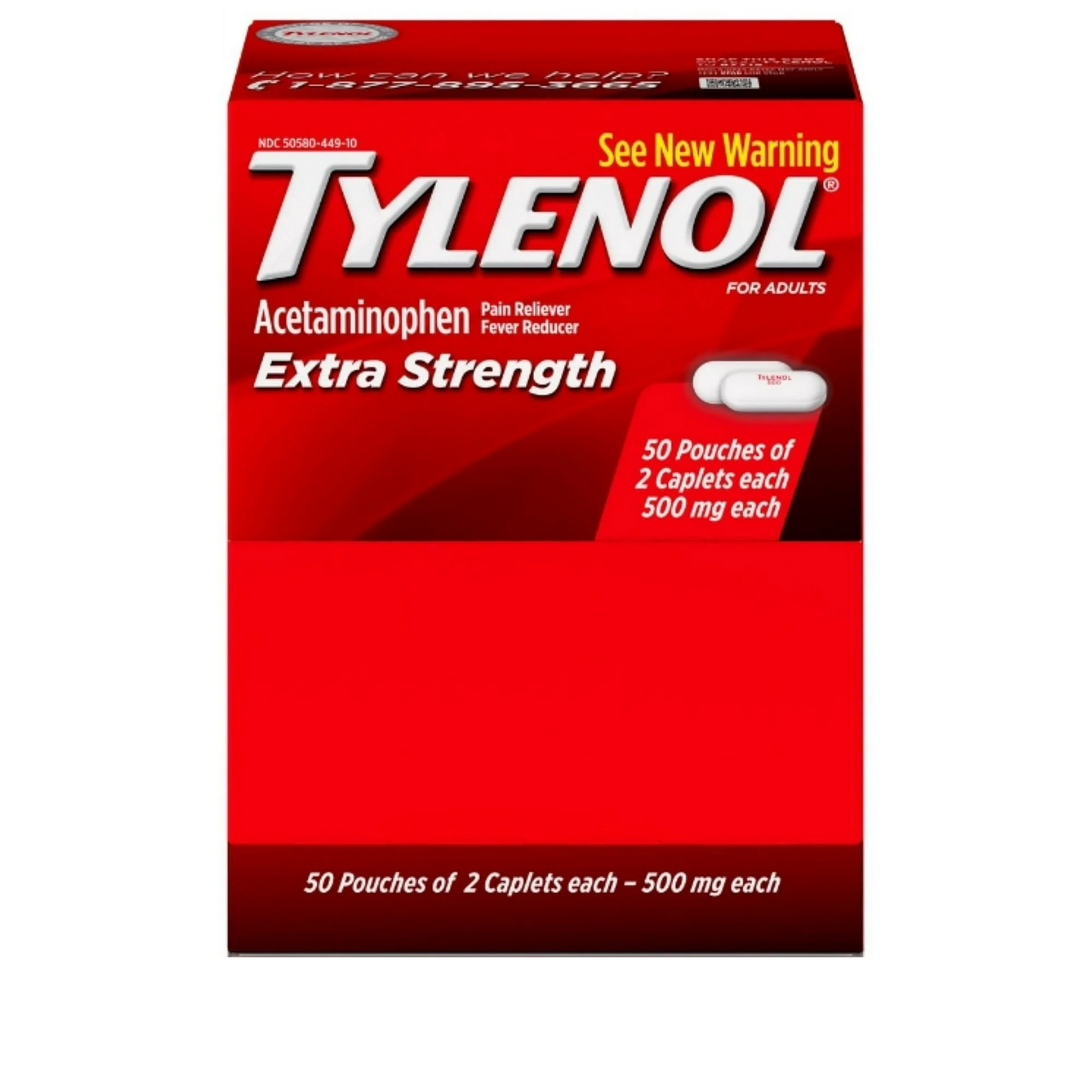 TYLENOL ORIGINAL 50 COUNT, 25 POUCHES (25 x 2 CAPLETS)