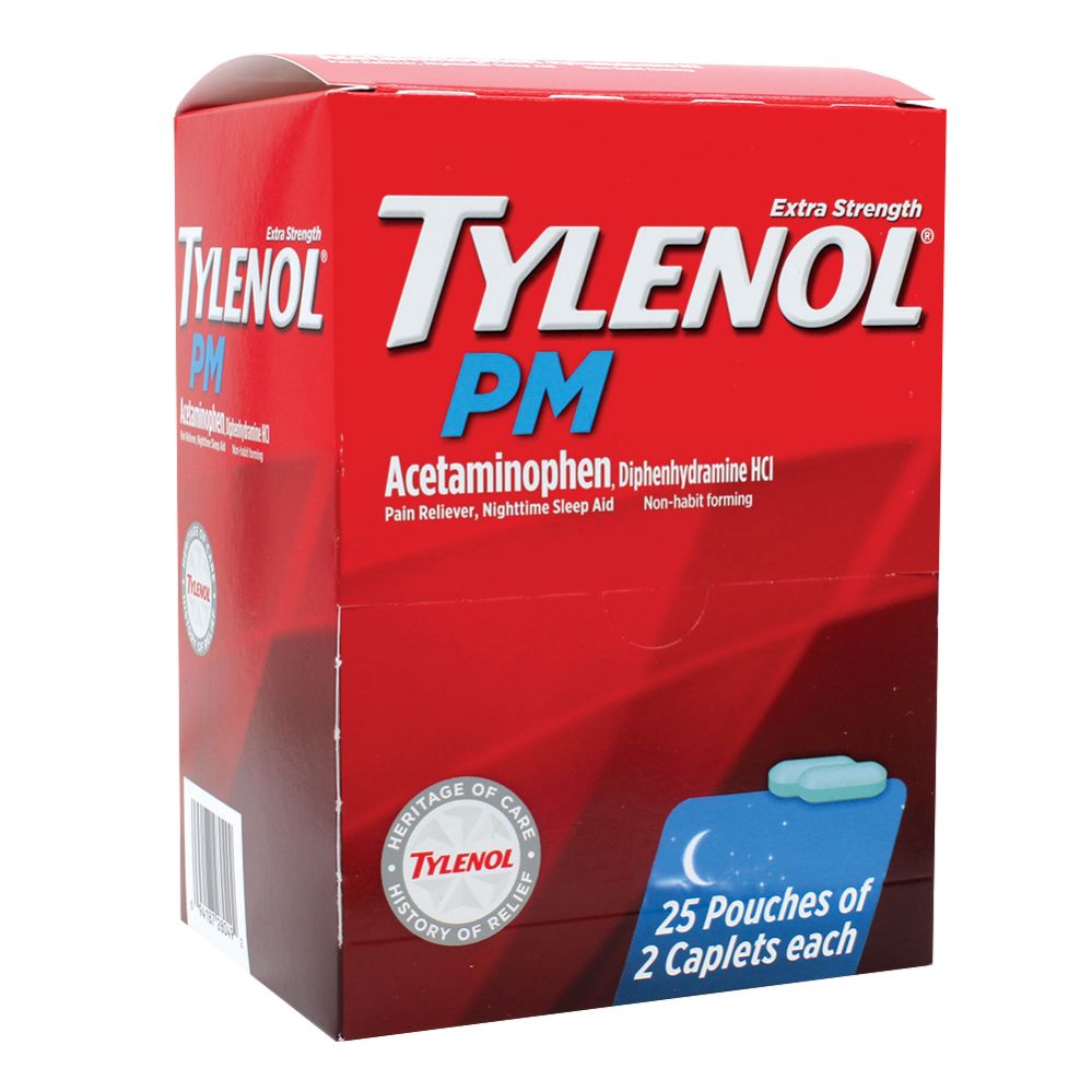 TYLENOL PM 50 COUNT, 25 POUCHES (25 x 2 CAPLETS)