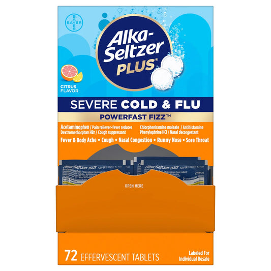 ALKA SELTZER SEVERE COLD & FLUE 2 TABLETS, 36 POUCHES (36X 2 TABLETS)