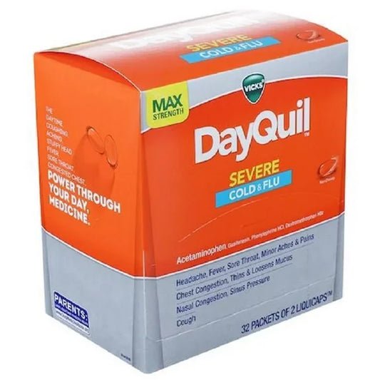 VICKS DAYQUIL SEVERE COLD&FLU 2 LUQUICAPS, 32 PACKETS