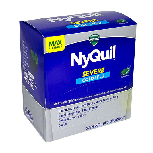 VICKS NYQUIL SEVERE COLD&FLU 2 LUQUICAPS, 32 PACKETS