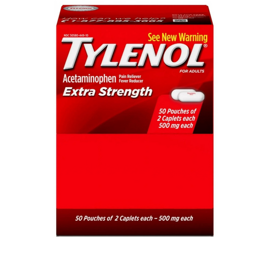 TYLENOL ORIGINAL 50 COUNT, 25 POUCHES (25 x 2 CAPLETS)