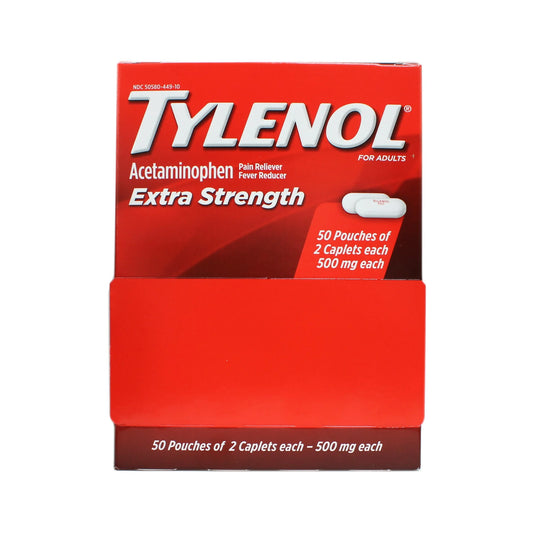 TYLENOL ORIGINAL 100 COUNT, 50 POUCHES (50 x 2 CAPLETS)
