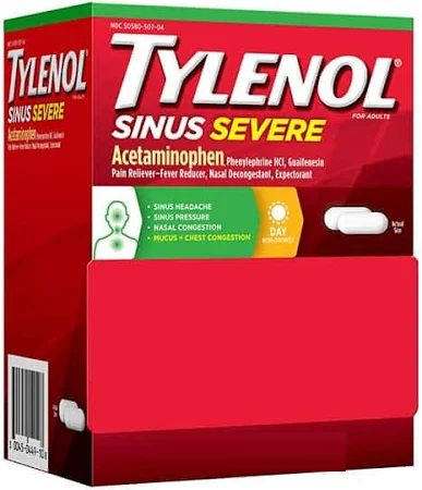 TYLENOL SINUS SEVERE 40 COUNT, 20 POUCHES (20 x 2 CAPLETS)